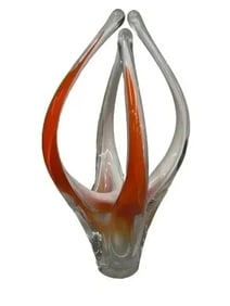 Flygsfors Coquille art glass signed & dated mid century sculpture