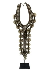 Old Shell Tribal Papua NEW GUINEA ceremonial necklace on a stand