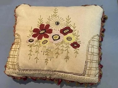 A vintage embroidery Hand stitched pillow