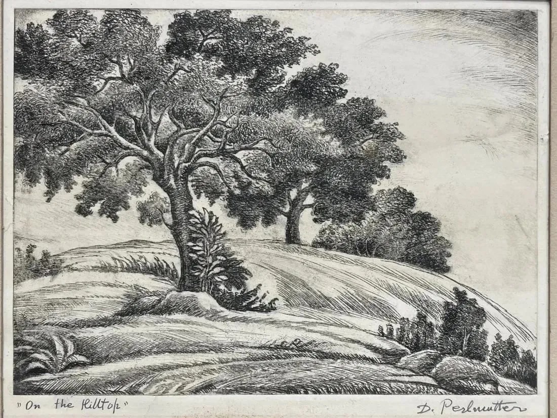 David Perlmutter (1897-1947) Etching titled On The Hilltop (1 of 12)