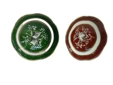 Two vintage small hand painted Dipping dish Bowls