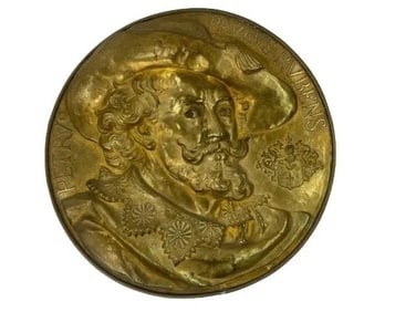 A large antique Peter Paul Ruben brass wall hanging relief