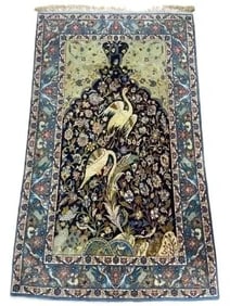 A Persian Isfahan finely woven silk & wool rug