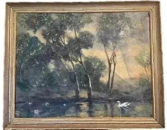Robert Hart Mounet Oil on canvas large painting: Robert Hart Mounet large oil on Canvas painting. Signed Mounet lower right. Sight measures 28 1/4 inches wide by 36 1/4 inches long. The wood frame measures 33 inches wide by 41 inches long.