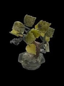 Old Chinese Jade glass Bonsai flower tree