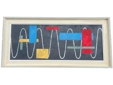 Old abstract geometric contemporary Oil Painting by an unknown artist