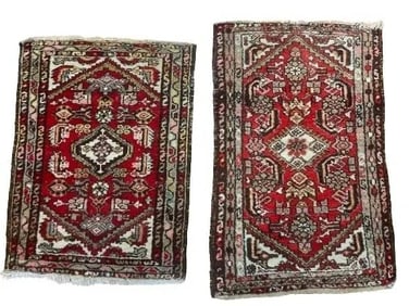 Two Persian vintage scatter small rugs