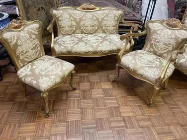 Important Antique French Louis XVI Sofa & chairs