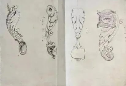 Antique European Ink wash drawing on paper