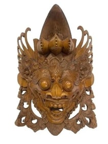 A large hand carved Balinese Garuda Acacia wooden mask