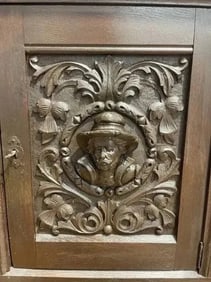 Antique European Carved Gothic cupboard bible chest