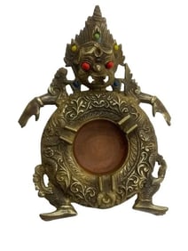 A brass Tibetan unusual ashtray