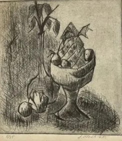 S West etching pencil signed & numbered still life