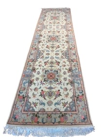 A Persian Tabriz silk & wool runner