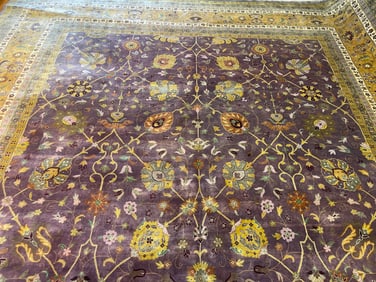 Indian Agra Tabriz handwoven rug 11-8 by 15 feet long