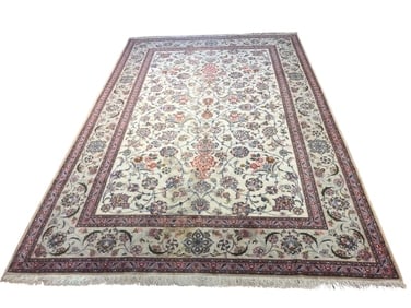 Old Persian Isfahan Silk & Wool handwoven fine rug