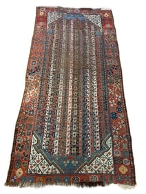 Antique Persian Qashqai striped Talsih design tribal hand woven rug