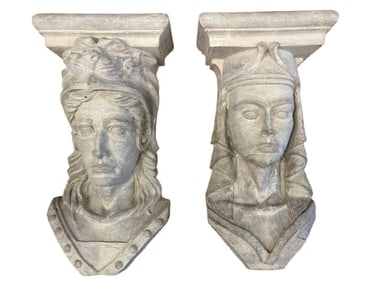 Large Pair of Roman architectural wall hanging decorative statues by The Casey Collection