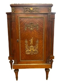 Antique 19th C. French Louis XVI style gilt bronze mounted cabinet