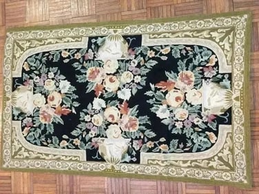 An old Chainstich rectangular tapestry rug