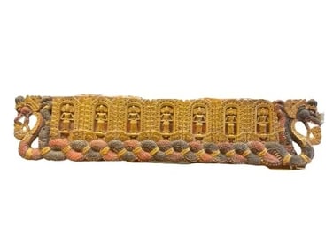 A massive hand carved Balinese Ramayana Dragon ship with Seven Deities Wall Display