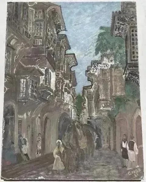 Signed Gregg oil on masonite painting: An Oil on Masonite painting signed and dated Gregg 81. possibly a Moroccan market subject.