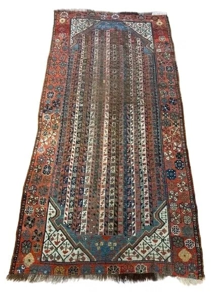 Antique Persian Qashqai striped Talsih design tribal hand woven rug (1 of 17)