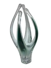 Flygsfors Coquille art glass signed & dated Mid century Swedish sculpture