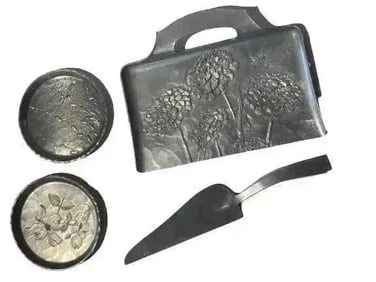 Collection of four Aluminum hand hammered items