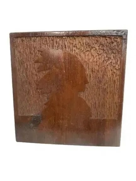 A hand carved American Indian profile wood plaque (1 of 14)