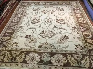 A handwoven Pakistan Chobi wool rug