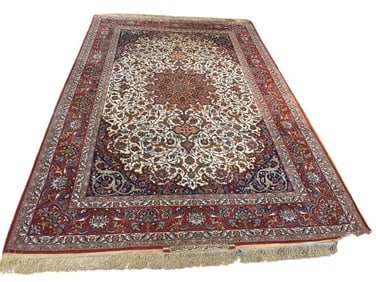 A Persian Isfahan signed Seirafian / Seyrafian Silk foundation rug 6.9 x 10
