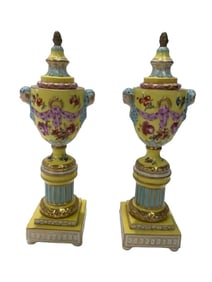 A pair of German porcelain Cassoletts with double usage covers