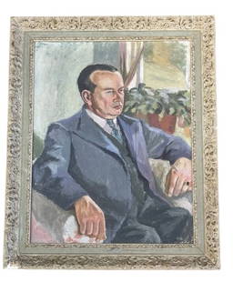 Iris Lovin Lindholm (1923-2013) Sweden,  Oil on Canvas portrait painting: Iris Lovin / LÖvin Lindholm(1923-2013)Sweden Europe, Oil on Canvas portrait painting of a gentleman.Iris Lövin Lindholm was born in Sweden in 1923 in Europe. signed lower right: Iris LÖvin Frame me