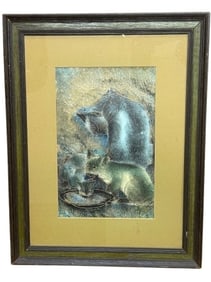 Manoon Tumsri painting of Cats, Mixed Media on paper