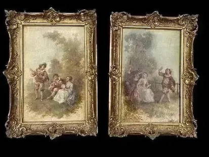 Attributed Jean Andre Castaigne Oil on panel paintings: A Pair of attributed to Jean Andre Castaigne Oil on panel paintings. A listed French artist Jean Alexandre Michel Andre Castaigne (1861 -1929) No signature. Origin: France Subject: French Genre figure