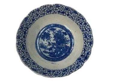 Antique Asian Porcelain blue & white transferware Bowl
