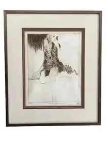 A drypoint etching by an unknown artist