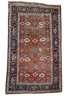 Antique Persian Bijar scatter size rug: Antique Persian Bijar scatter size rug measuring 3 feet 8 inches wide by 6 feet long. A 19th century wool on wool genuine Persian Kurdish Bijar /Bidjar all over pattern rug.