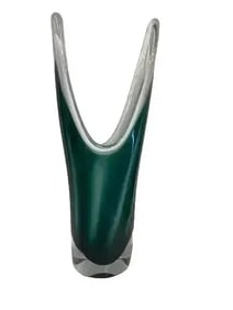 Flygsfors Coquille art glass Mid century Swedish signed & dated sculpture vase