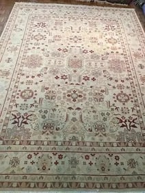 A handwoven Pakistan wool rug