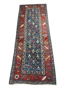 Antique Caucasian Shirvan Baku tribal runner rug: Antique Caucasian Shirvan Baku tribal runner rug measuring 3 feet 5 inches wide by 8 feet 11 inches long. A wool on wool genuine antique Caucasian Shirvan Baku Paisley pattern hand knotted rug.A fine