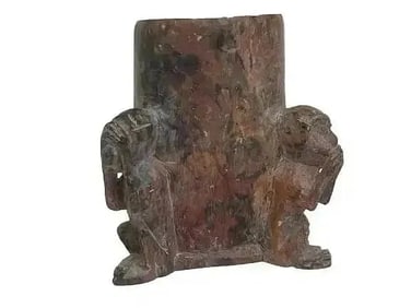 Old Asian Soapstone Carved Candle holder of The three wise monkeys