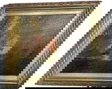 After Moritz Wolff Oil Canvas painting: A possible Moritz Wolff (1854-1923 ) Oil Canvas painting. Illegibly signed and dated M. WOLFF 09 on the lower right. Sight measures 21 " by 25".The frame measures 26" 1/2 by 30' 1/2
