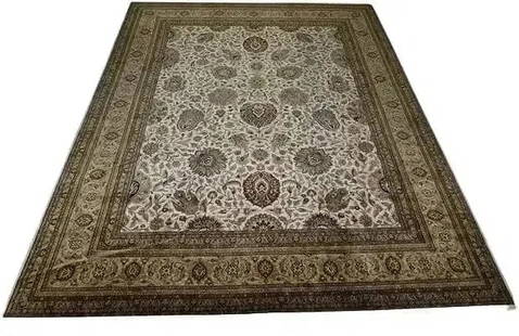 A palace size Handwoven Indian Agra rug: A palace size Handwoven Indian Agra rug measuring 12 feet wide by 15 feet long. A high quality hand knotted rug made of natural dyes & pure wool.