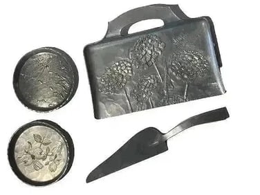 Collection of four Aluminum hand hammered items