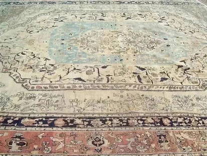 Antique Persian Tabriz room size: Antique Persian Tabriz rug.Measurements (11-2 by 14-7) Circa 1890 Finely woven Tabriz rug with an intricate floral pattern. Highly collectible and an unusual design.