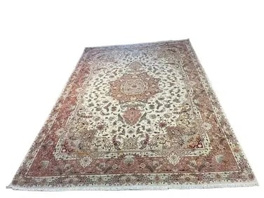 A genuine Persian Tabriz wool & silk room size rug 8.2 by 11.8