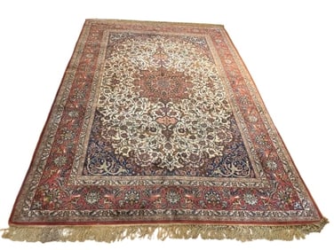A Persian Isfahan signed Seirafian / Seyrafian Silk foundation rug 6.9 x 10