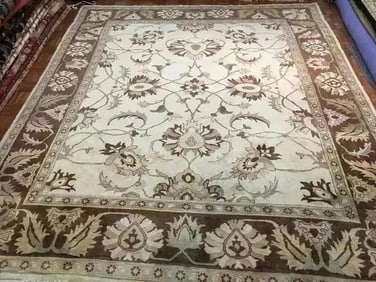 A handwoven Pakistan Chobi wool rug